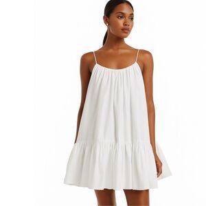 RHODE Nala White Cotton Tiered Mini Dress XS Lined Boho Resort Vacation Beach
